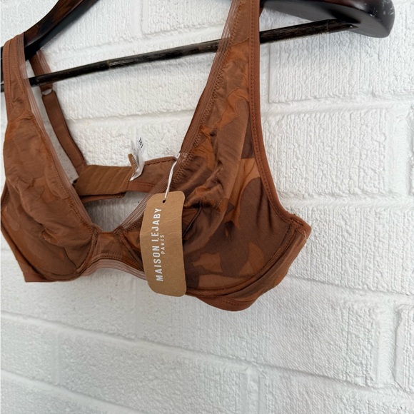 BNWT Maison Lejaby Paris Brown Ombrage M0015 - Cocoa Lace Bra 34D - Picture 3 of 10
